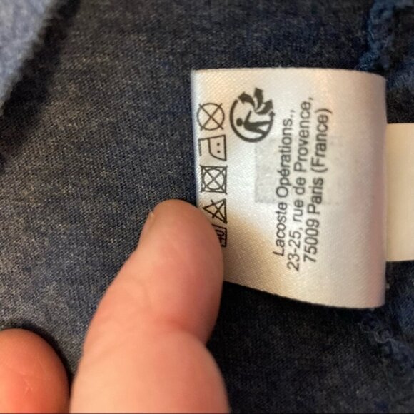 LACOSTE Sz 3X Pima  Cotton V-Neck Regular Fit Indigo Blue Tee T-Shirt - Picture 6 of 6
